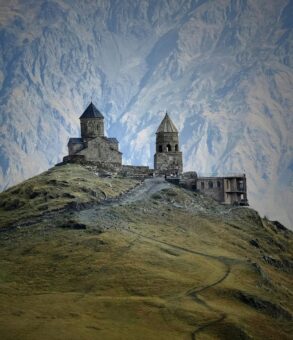 Gergeti Trinity Church in Kazbegi, Georgia - iconic travel destination